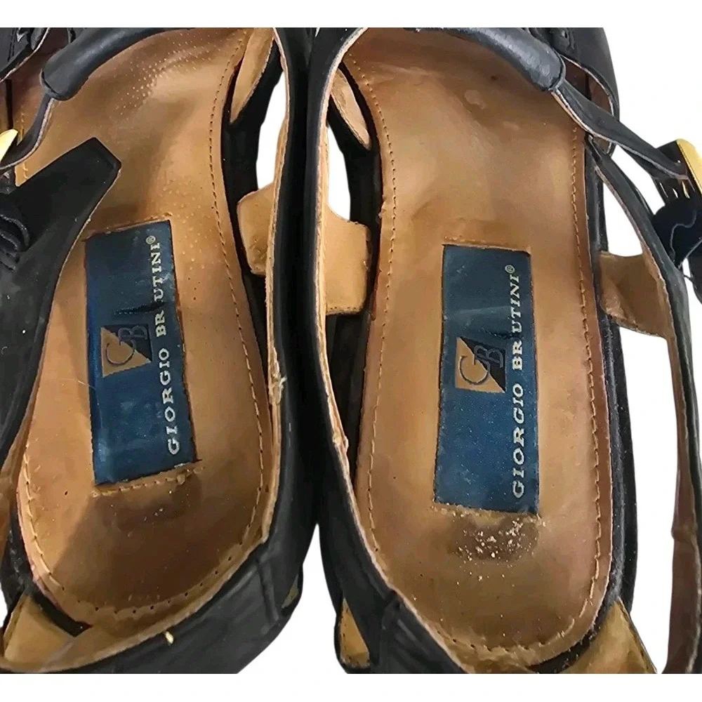 Giorgio Brutini  Mens Leather Sandals‎ Size 10.5 Sandals Black 170961 - Picture 6 of 7